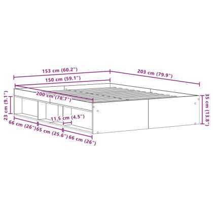 Рамка за легло без матрак старо дърво 150x200см инженерно дърво
