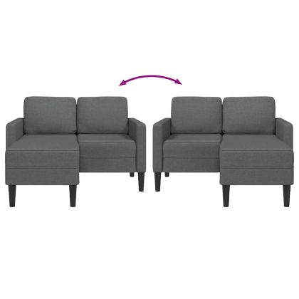 Двуместен диван с шезлонг, L-образен, тъмносив, 125 см, плат