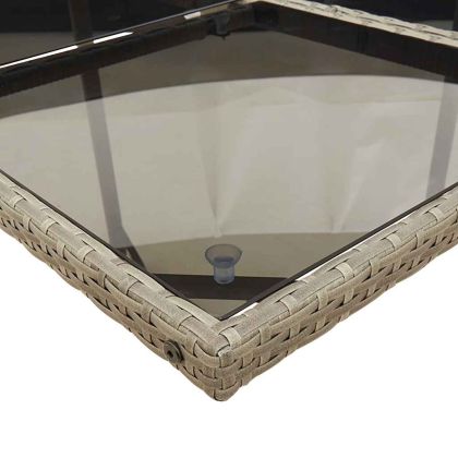 Градински трапезен комплект 5 части с възглавници сив полиратан