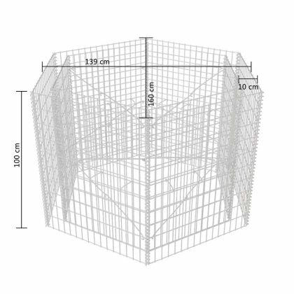 Хексагонален габион повдигната леха, 160x140x100 см