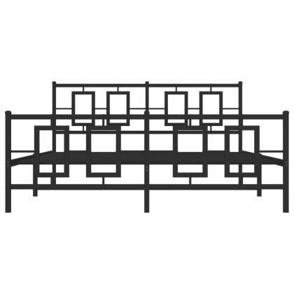Метална рамка за легло с горна и долна табла, черна, 160x200 см