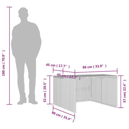 Гараж за роботизирана косачка, сив, 86x90x52/57 см, полиратан