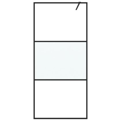 Параван за баня черен 90x195 см наполовина матирано ESG стъкло