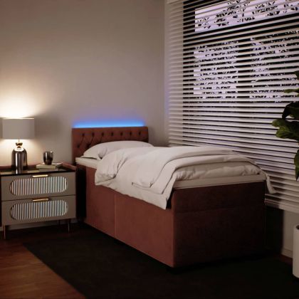 Боксспринг легло с матрак, розово, 90x200 см, кадифе