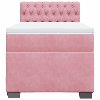 Боксспринг легло с матрак, розово, 90x200 см, кадифе