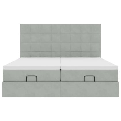 Османска легло с матраци, светлосиво, 180x200 см, кадифе