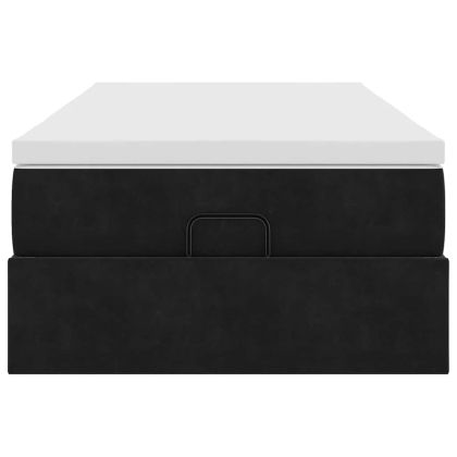 Османска легло с матрак, черно, 90x190 см, кадифе