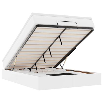 Османска легло с матрак, бяло, 140x200 см, изкуствена кожа