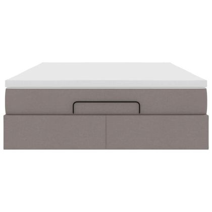 Османска легло с матрак, таупе, 140x200 см, плат