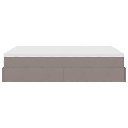 Османска легло с матрак, таупе, 140x200 см, плат