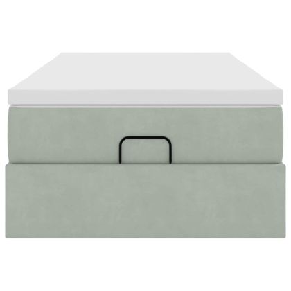 Османска легло с матрак, светлосиво, 90x200 см, кадифе