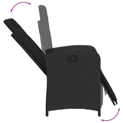 Градински трапезен комплект възглавници 9 части черен полиратан