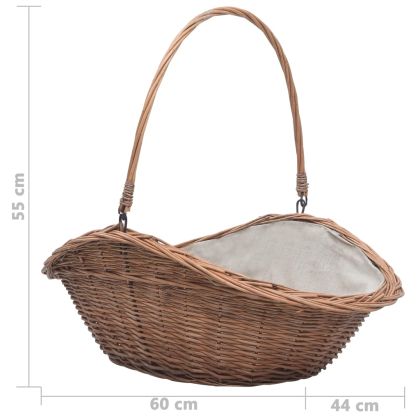286988 Firewood Basket with Handle 60x44x55 cm Natural Willow