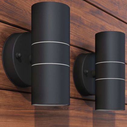 Външни LED лампи, 2бр, неръждаема стомана, насочени горе/долу