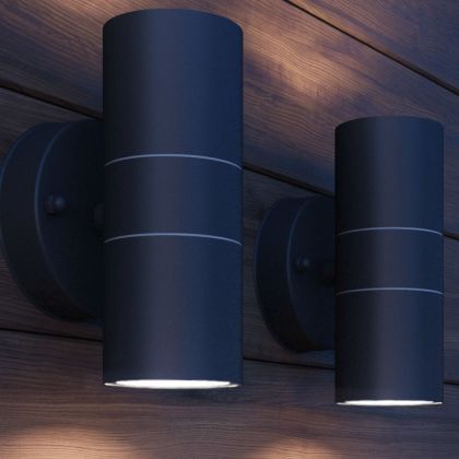 Външни LED лампи, 2бр, неръждаема стомана, насочени горе/долу