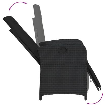 Градински трапезен комплект 7 части възглавници черен полиратан