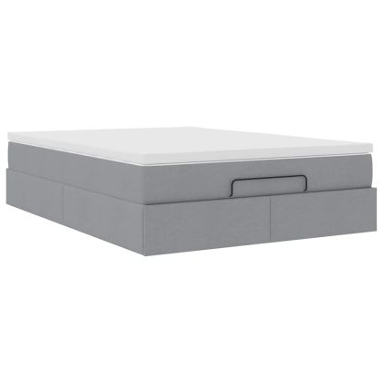 Османска легло с матрак, светлосиво, 140x200 см, плат