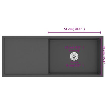 Ръчно изработена кухненска мивка, черна, неръждаема стомана