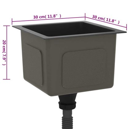 Ръчно изработена кухненска мивка, черна, неръждаема стомана