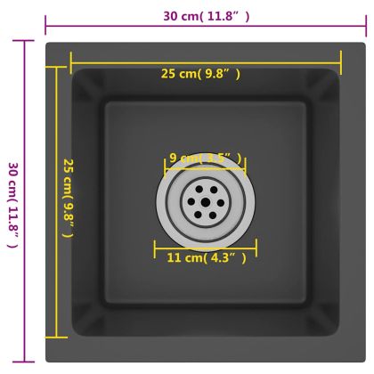Ръчно изработена кухненска мивка, черна, неръждаема стомана