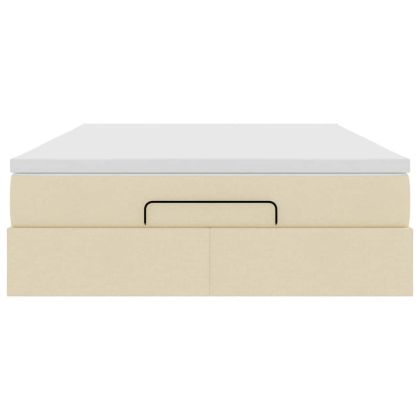 Османска легло с матрак, кремаво, 140x200 см, плат