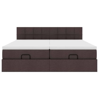 Османска легло с матраци, тъмнокафяво, 200x200 см, плат