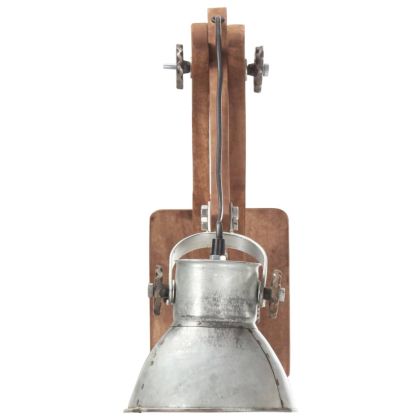 Стенна лампа, индустриален стил, сребриста, кръгла, E27