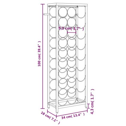 Поставка за вино за 27 бутилки черна 34x18x100 см ковано желязо