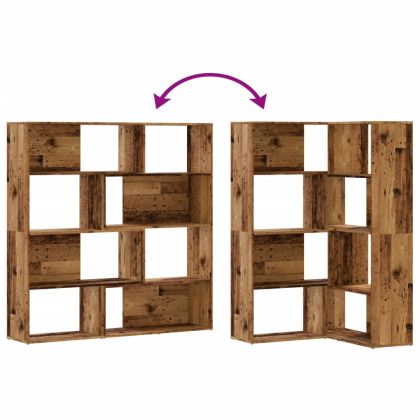 Ъглова етажерка 4 нива старо дърво 85x85x140 см инженерно дърво