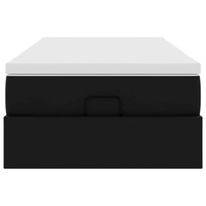 Османска легло с матрак, черно, 100x200 см, изкуствена кожа