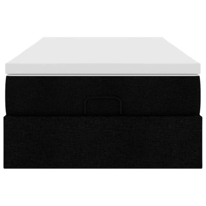 Османска легло с матрак, черно, 90x200 см, плат