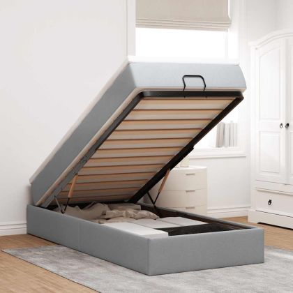 Османска легло с матрак, светлосиво, 100x200 см, плат