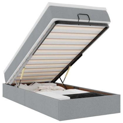 Османска легло с матрак, светлосиво, 100x200 см, плат