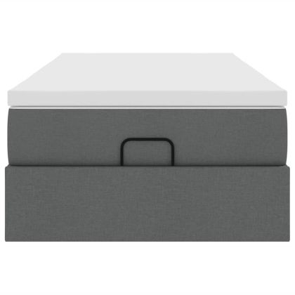 Османска легло с матрак, тъмносиво, 100x200 см, плат