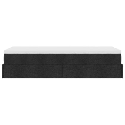 Османска легло с матрак, черно, 100x200 см, плат