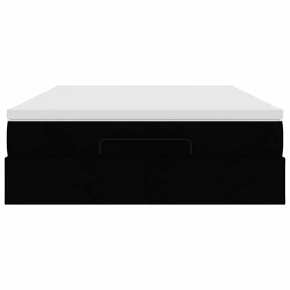 Османска легло с матрак, черно, 140x200 см, плат