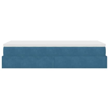 Османска легло с матрак, тъмносиньо, 90x200 см, кадифе