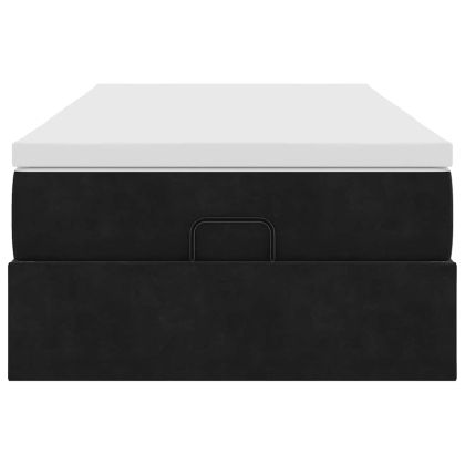 Османска легло с матрак, черно, 100x200 см, кадифе