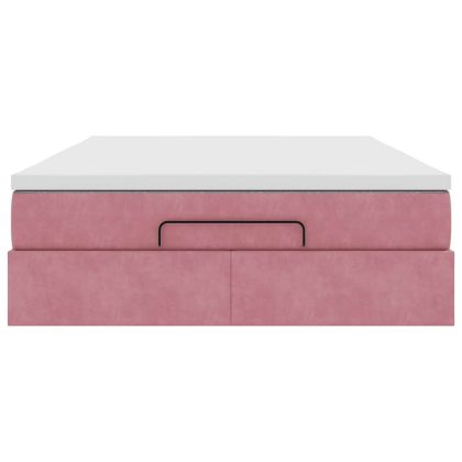 Османска легло с матрак, розово, 140x200 см, кадифе