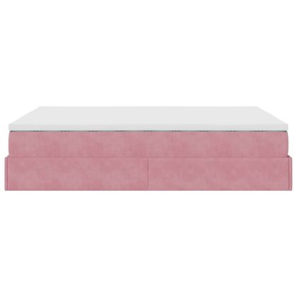 Османска легло с матрак, розово, 140x200 см, кадифе