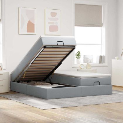 Османска легло с матраци, светлосиво, 200x200 см, плат