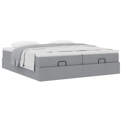 Османска легло с матраци, светлосиво, 200x200 см, плат