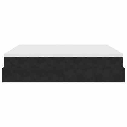 Османска легло с матраци, черно, 180x200 см, кадифе