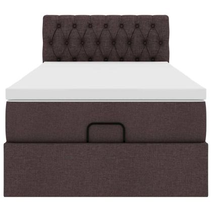 Османска легло с матрак, тъмнокафяво, 100x200 см, плат