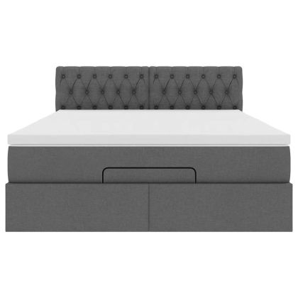 Османска легло с матрак, тъмносиво, 140x200 см, плат