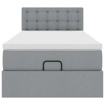 Османска легло с матрак, светлосиво, 90x190 см, плат