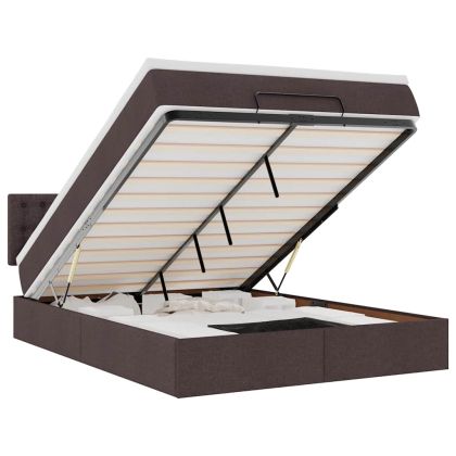 Османска легло с матрак, тъмнокафяво, 140x200 см, плат