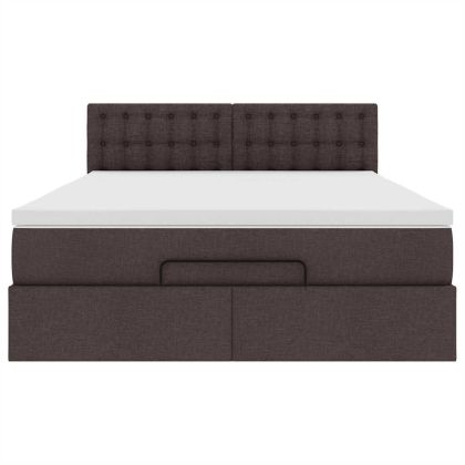 Османска легло с матрак, тъмнокафяво, 140x200 см, плат