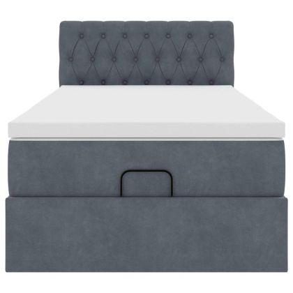 Османска легло с матрак, тъмносиво, 100x200 см, кадифе