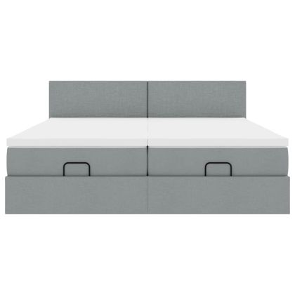 Османска легло с матраци, светлосиво, 200x200 см, плат